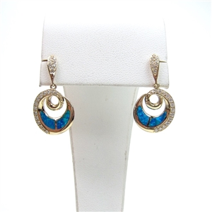Gold Plated Silver Earrings with Inlay Created Opal
