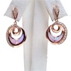 Silver Earring (Rose Gold Plated) with Inlay Created Opal & White CZ