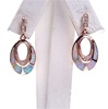 Silver Earring (Rose Gold Plated) with Inlay Created Opal & White CZ