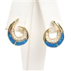 Gold Plated Silver Earrings with Inlay Created Opal and White CZ
