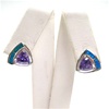 Silver Earrings w/ Inlay Created Opal & Tanzanite CZ