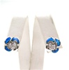 Silver Earrings w/ Inlay Created Opal & White CZ