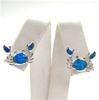 Silver Earrings w/ Inlay Created Opal (Crab)