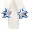 Silver Earrings with Inlay Created Opal & White CZ (Starfish)