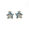 Gold Plated Silver Earrings with Inlay Created Opal and White CZ (Starfish)