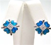 Silver Earring with Inlay Created Opal & White CZ