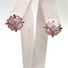 Silver Earring (Rose Gold Plated) with Inlay Created Opal & White CZ