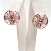 Silver Earring (Rose Gold Plated) with Inlay Created Opal & Tanzanite CZ