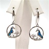 Silver Earrings with Inlay Created Opal & White CZ (Wolf)