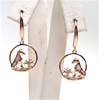 Silver Earring (Rose Gold Plated) w/ Inlay Created Opal & White CZ