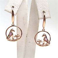 Silver Earring (Rose Gold Plated) w/ Inlay Created Opal & White CZ