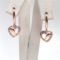 Silver Earring (Rose Gold Plated) w/ Inlay Created Opal & White CZ