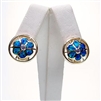 Gold Plated Silver Earrings with Inlay Created Opal, White & Tanzanite CZ