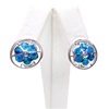 Silver Earring with Inlay Created Opal and Tanzanite CZ