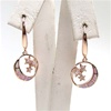 Silver Earring (Rose Gold Plated) with Inlay Created Opal & White CZ