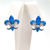 Silver Earring w/ Inlay Created Opal (Fleur-de-lis)