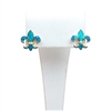 Gold Plated Silver Fleur-de-lis Earrings with Inlay Created Opal