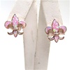 Silver Earrings (Rose Gold Plated) with Inlay Created Opal (Fleur-de-lis)
