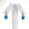 Silver Earrings with Inlay Created Opal & Wht CZ