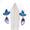 Silver Earring with Inlay Created Opal and Tanzanite CZ