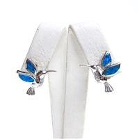 Silver Earrings w/ Inlay Created Opal