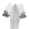 Silver Earrings (Gold Plated) with Inlay Created Opal and White CZ