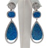 Silver Earrings with Inlay Created Opal & White CZ