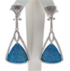 Silver Earrings with Inlay Created Opal & White CZ