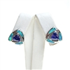 Silver Earring with Inlay Created Opal and Tanzanite CZ