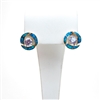 Gold Plated Silver Earrings with Inlay Created Opal and Tanzanite CZ