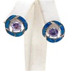 Silver Earring with Inlay Created Opal and Tanzanite CZ