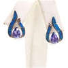 Silver Earring with Inlay Created Opal and Tanzanite CZ