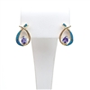 Gold Plated Silver Earrings with Inlay Created Opal and Tanzanite CZ