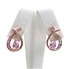 Silver Earring (Rose Gold Plated) with Inlay Created Opal, White and Pink CZ