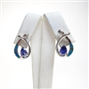 Silver Earring with Inlay Created Opal and Tanzanite CZ