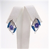 Silver Earring with Inlay Created Opal and Tanzanite CZ