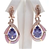 Silver Earring (Rose Gold Plated) with Inlay Created Opal, White and Tanzanite CZ