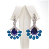 Silver Earring with Inlay Created Opal, White and Tanzanite CZ