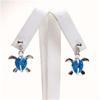 Silver Earrings w/ Inlay Created Opal - Turtles
