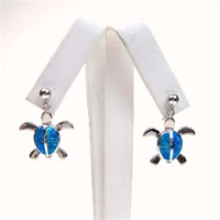 Silver Earrings w/ Inlay Created Opal