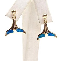 Silver Earrings (Gold Plated) with Inlay Created Opal