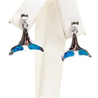 Silver Earrings with Inlay Created Opal