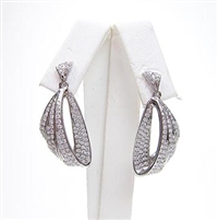 Silver Earrings with White CZ