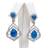 Silver Earrings with Inlay Created Opal & Wht CZ