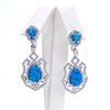 Silver Earrings with Inlay Created Opal & Wht CZ