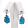 Silver Earrings with Inlay Created Opal & Wht CZ