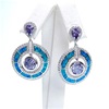 Silver Earring with Inlay Created Opal,White & Tanzanite CZ