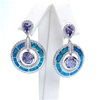 Silver Earring with Inlay Created Opal,White & Tanzanite CZ