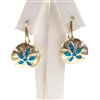 Silver Earrings (Gold Plated) with Inlay Created Opal (Sand Dollar)