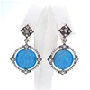 Silver Earring (Gold Plated) with Created Opal and White Cz